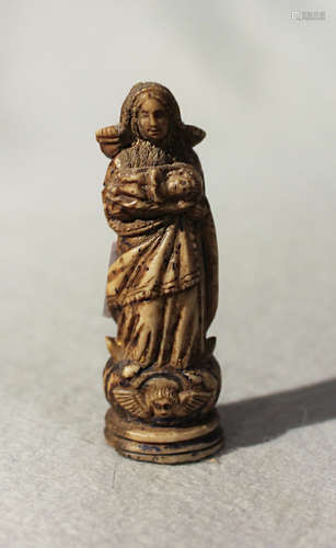 A Philippines carved bone figure of the Holy Mother of Christ, 18th/19th century,