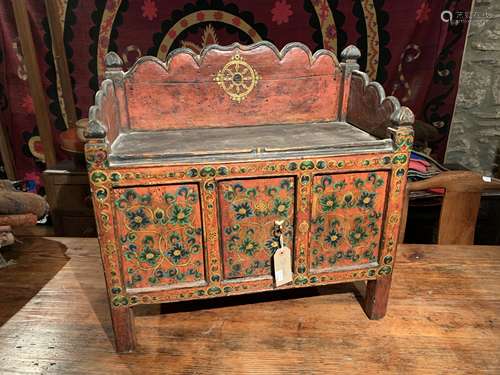 A Tibetan painted and carved wood travelling altar, 18th/19th century,