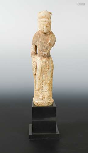 A Chinese white marble standing Buddhist deity, in 6th/7th century style,