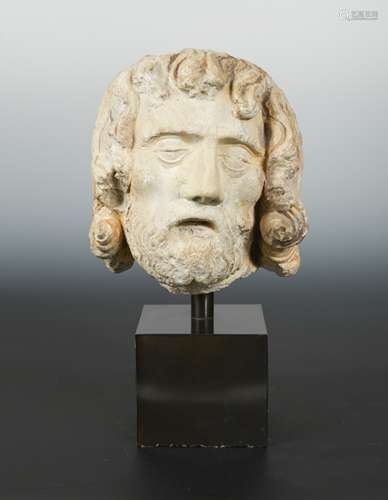 A French carved limestone Head of Christ circa 1450,