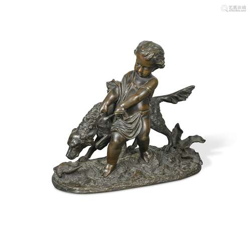 Auguste Joseph Peiffer (1832-1886), a bronze group of a classical infant,