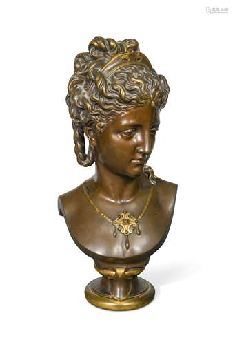 Eugene Antoine Aizelin (1821-1902), a late 19th century bronze portrait bust,