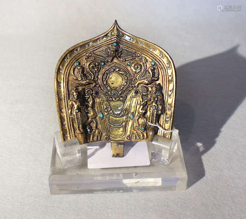 A Tibetan gilt copper Prabha Mandorla, 16th/17th century,