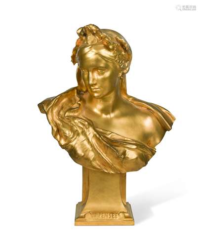 Gustav Frederic Michel (French, 1851–1924), a gilt bronze bust 'La Pensée',