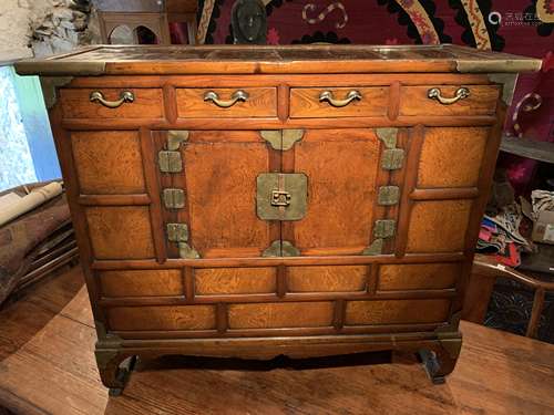 A Korean elm brass mounted cupboard, late 19th century