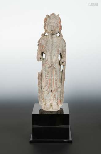 A Chinese limestone standing figure of Avalokiteshvara, Northern Qi Dynasty style,