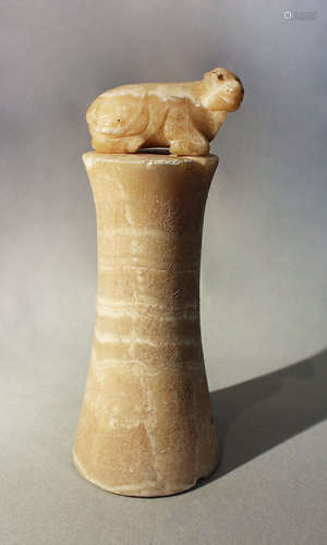 An Ancient Bactrian alabaster column idol, (3100-2000BC),