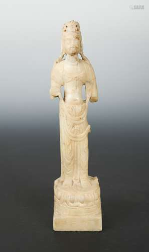 A Chinese white marble standing figure of a Bodhisattva, in Northern Qi Style