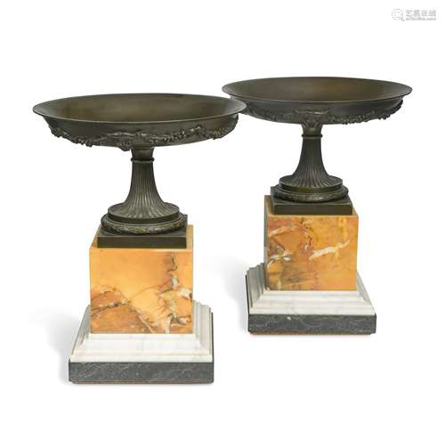 A pair of 19th century Grand Tour bronze tazza,