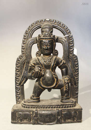 A Nepalese black stone Kalajambhala Mahakali, 20th century,