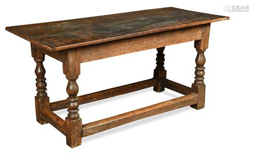 A small oak refectory table, 18th century and later,