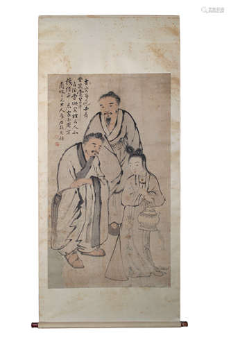 A Chinese hanging scroll, possibly Qing Dynasty, 19th century,