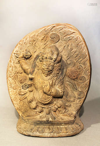 A Tibetan pottery Vajrapani, 18th/19th century,