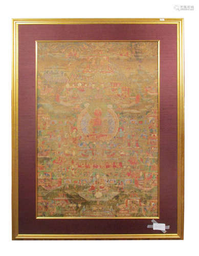 A Tibetan large courtyard Thangka, 18th century,