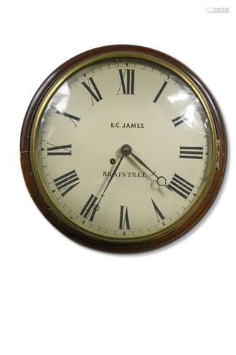 A Victorian mahogany circular wall timepiece,