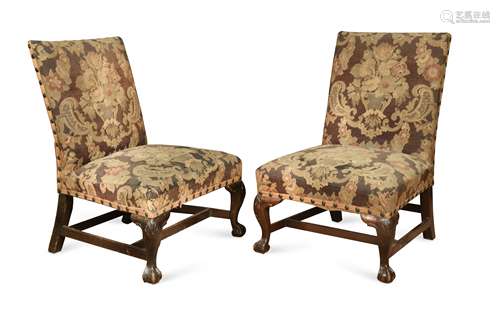 A pair of George I style library chairs,