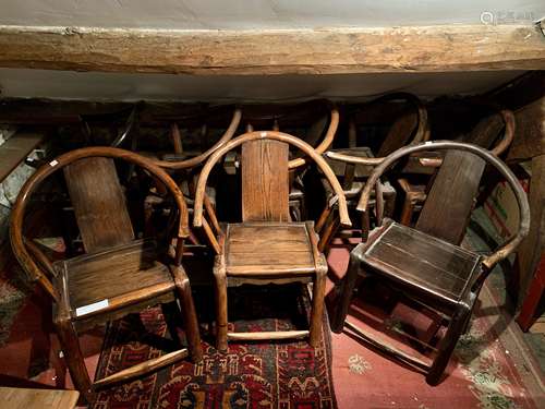 A set of eight Chinese hardwood chairs, provincial, late 19th century,