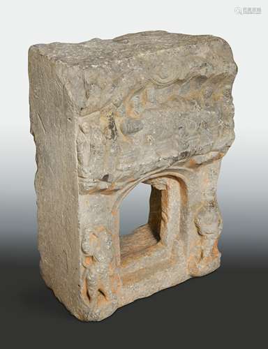 A Chinese grey stone architectural fragment,