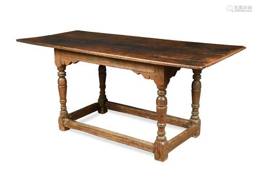 An oak refectory table with two plank top, 18th century,