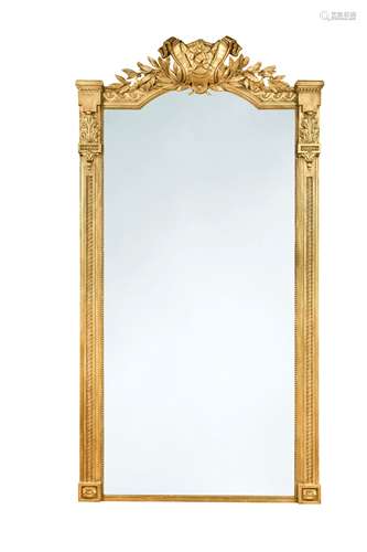 A gilt pier glass, late 19th century,