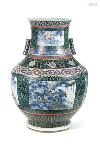 A Chinese porcelain large underglaze blue Hu arrow vase, Qing Dynasty, 19th century,