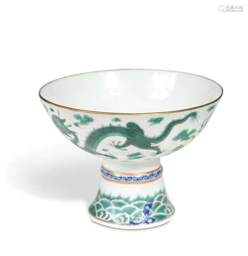 A Chinese porcelain stem cup, Qing Dynasty, probably Guangxu,