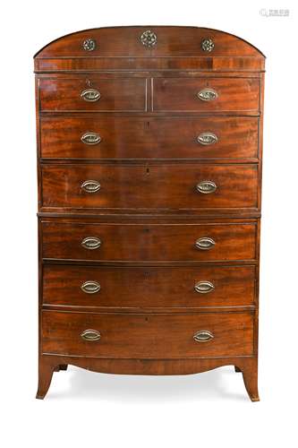 A Regency bow fronted chest on chest,