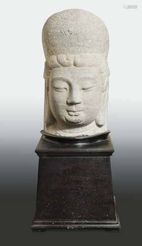 A Chinese limestone head of Avalokiteshvara, in Ming Dynasty style,