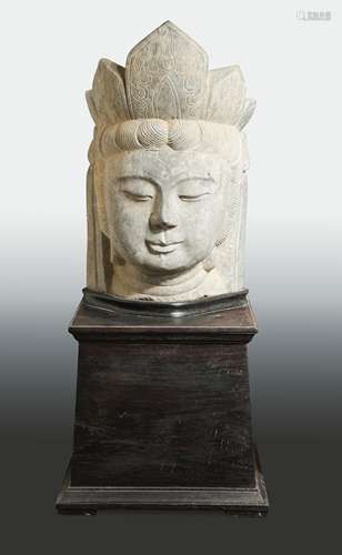 A Chinese limestone head of Avalokiteshvara, in Ming Dynasty style,