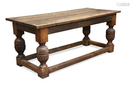 An oak refectory table in 18th century style,