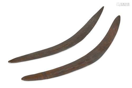 Two 19th century indigenous Australian boomerangs,