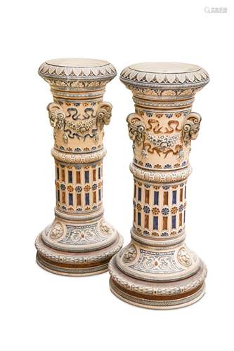 Attributed to the Leeds Fireclay Company, a pair of jardiniere stands,