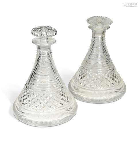 A pair of 19th century ships decanters and stoppers,