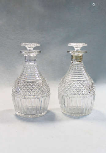 A pair of George IV small decanters and stoppers,