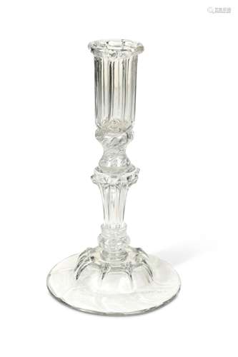 A George III pedestal glass candlestick,