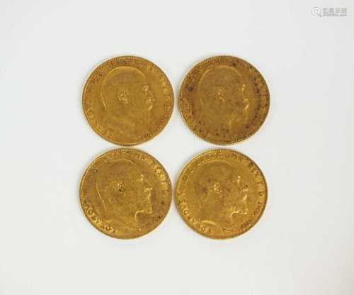 Four Edward VII sovereigns