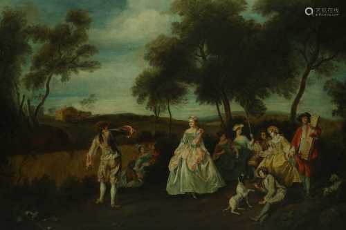 English School (19th Century), A Fete Gallante Scene oil on canvas