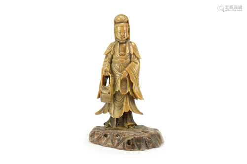 A Chinese soapstone figure Guanyin, Qing Dynasty