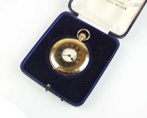 A 9ct gold J W Benson half hunter pocket watch