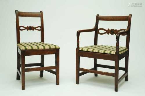 A set of six 19th century oak dining chairs
