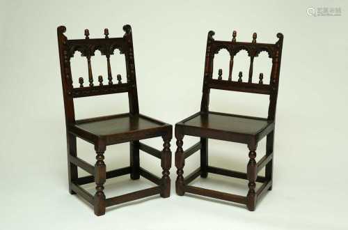 A near pair of Charles II oak side chairs, Derbyshire/South Yorkshire