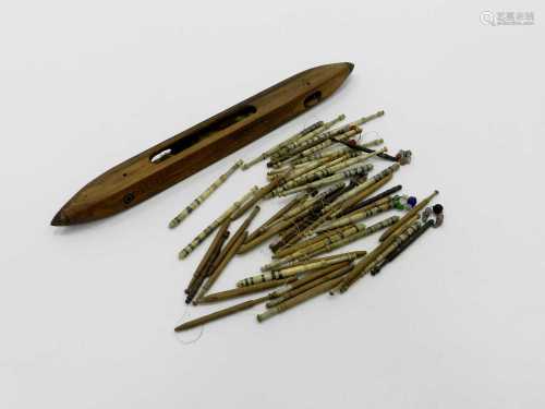 Of sewing related interest - a collection of 20, 19th century, turned, bone bobbins, two with '