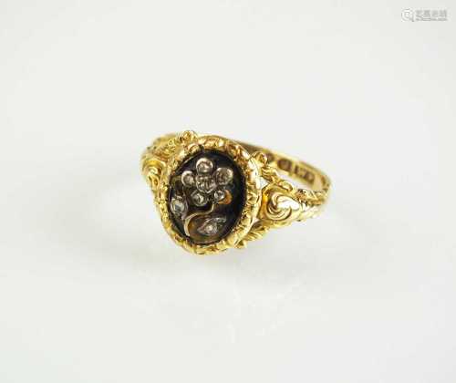 An 18ct gold William IV mourning ring