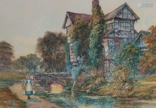 J.W. Watshaw (British 19th Century) Little Moreton Hall Watercolour