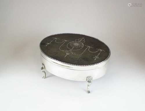 An Edwardian silver and tortoiseshell mounted jewellery box