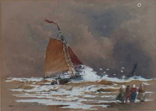 Thomas Bush Hardy (British, 1842-1897), A Boat Leaving Shore Watercolour