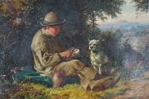 Frank Bramley RA (British 1857-1915), Boy Resting with his Dog oil on canvas