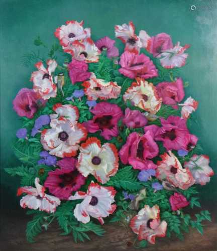 Denby Sweeting (British 1936-2020), Still Life Orientale Poppies oil on panel