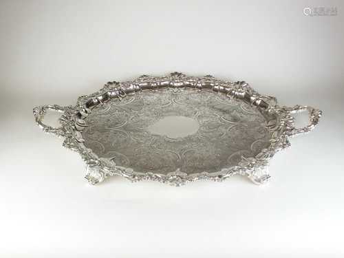 An impressive Victorian two handled silver tray