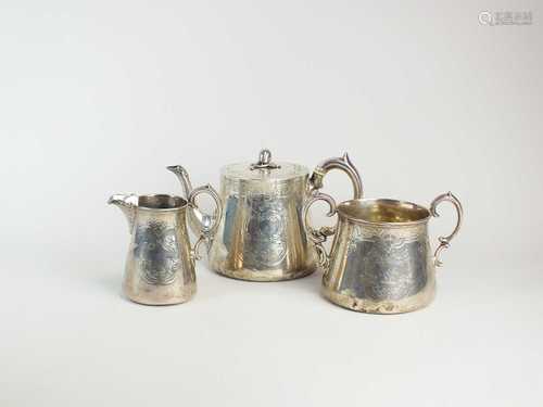 A Victorian three piece silver tea service